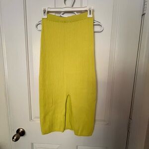 Free People Green Ribbed Pencil Skirt